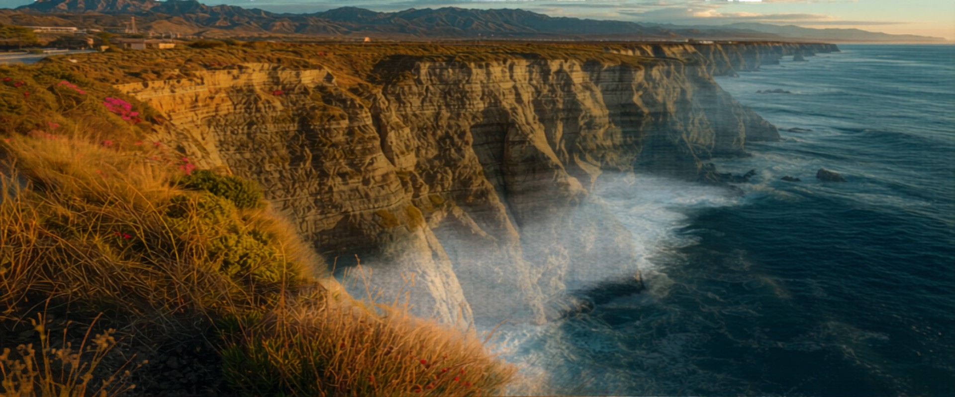 Palos Verdes Peninsula ocean bluffs at sunset